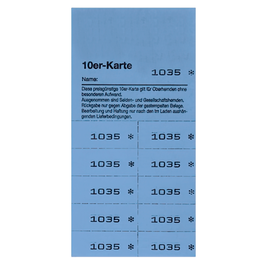 10er Karten Block Farbe blau 17,1x8,1cm 20 Blocks Neutral 1-1000 mit 10 Abrissen