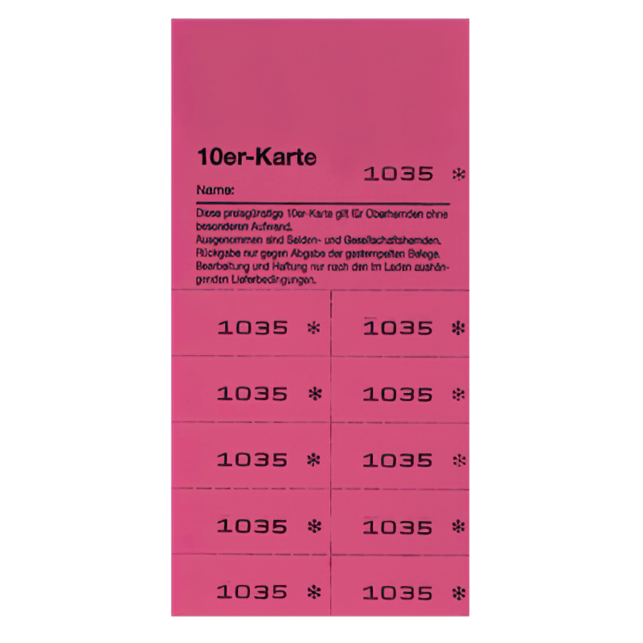 10er Karten Block Farbe rot 17,1x8,1cm 20 Blocks Neutral 1-1000 mit 10 Abrissen!
