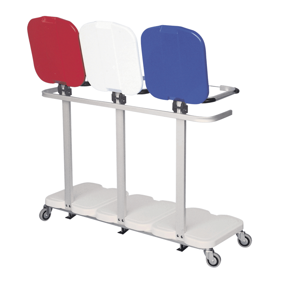 Alvi Wäschesammler 3-fach mit 4 Lenkrollen, Maße: 1180x410x880 h. (Ohne Deckel,