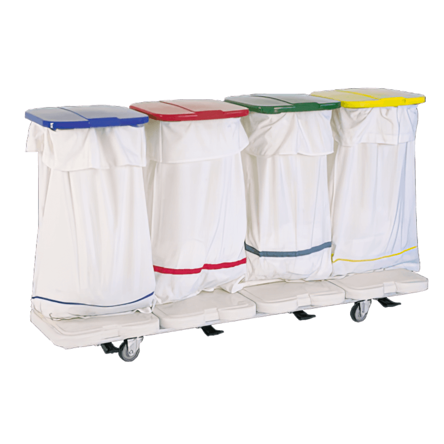 Alvi Wäschesammler 4-fach mit 4 Lenkrollen, Maße: 1575x410x880 h. (Ohne Deckel,