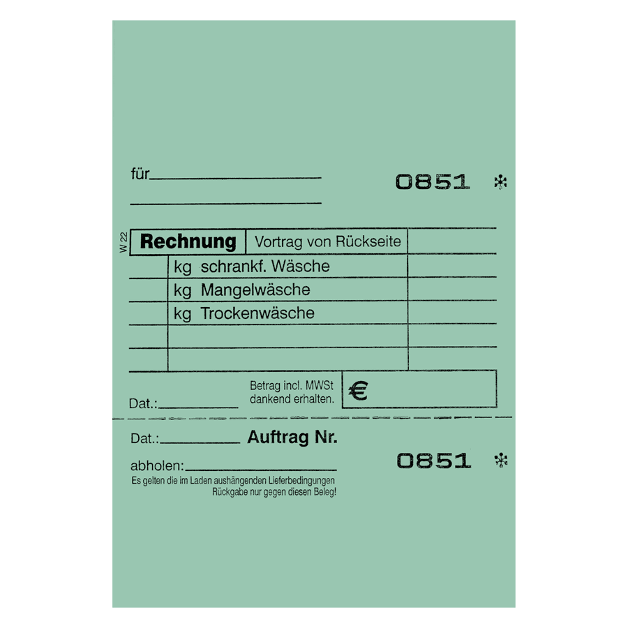 Annahmeblock W22  h-grün num. von 1-1.000