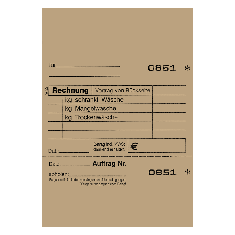 Annahmeblock W22 braun num. von 1-1.000