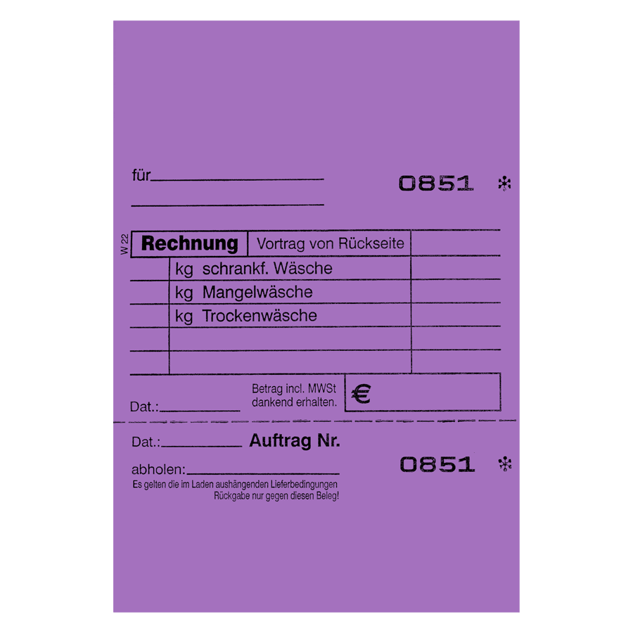 Annahmeblock W22 lila num. von 1-1.000
