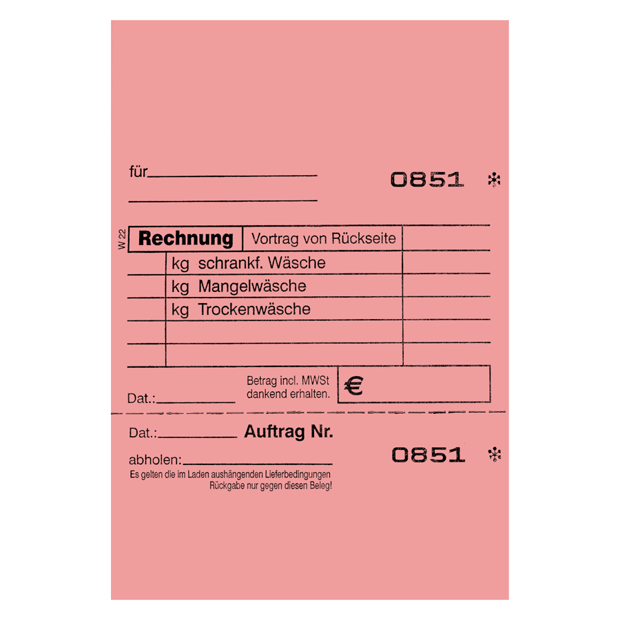 Annahmeblock W22 rosa num. von 1-1.000 20 Block
