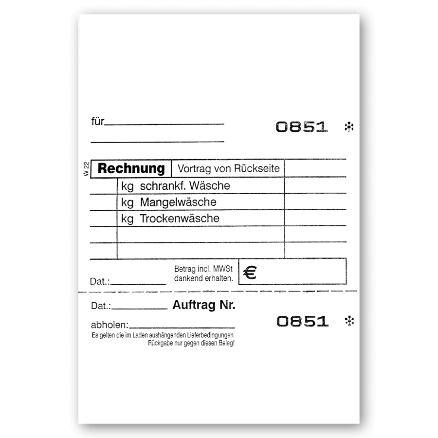 Annahmeblock W22 weiß num. von 1-1.000