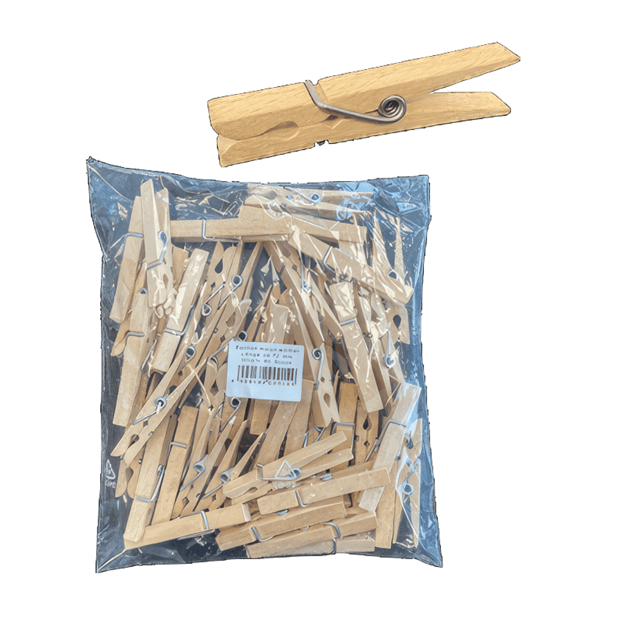 Buchen-Holzwäscheklammern 50 Stück, Einzelkarton Länge 72 mm (Extra starke Feder