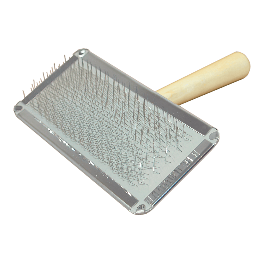 Fellkratzer aus Metall mit Holzgriff