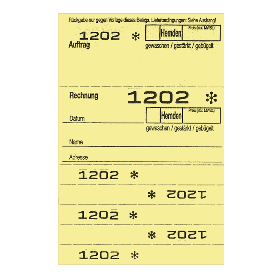 Hemdenblocks OHD 5 Abrisse gelb, 20 Blocks a.50 Blatt 1-1.000 Neutral 20 Blocks