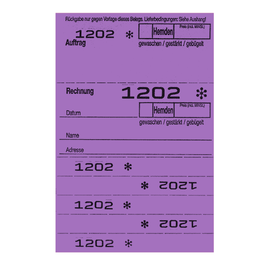 Hemdenblocks OHD 5 Abrisse lila, 20 Blocks a.50 Blatt 1-1.000 Neutral 20 Blocks