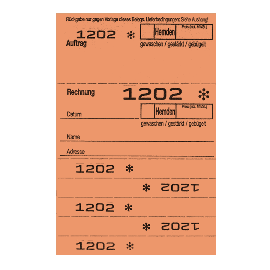Hemdenblocks OHD 5 Abrisse orange, 20 Blocks a.50 Blatt 1-1.000 Neutral 20 Block