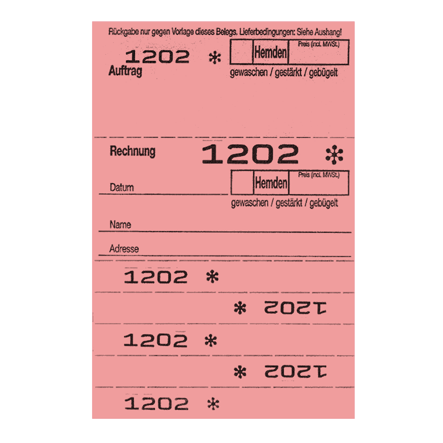 Hemdenblocks OHD 5 Abrisse rosa, 20 Blocks a.50 Blatt 1-1.000 Neutral 20 Blocks