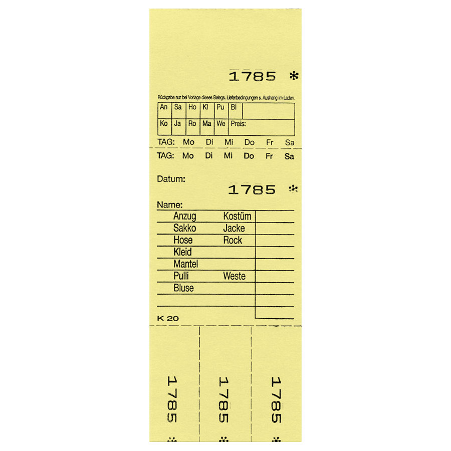 Kombi 20 gelb 3 Abrisse a.50 Blatt 18,4x6,4cm 1-1.000