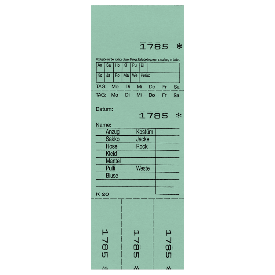 Kombi 20 h.grün 3 Abrisse a.50 Blatt 18,4x6,4cm 1-1.000