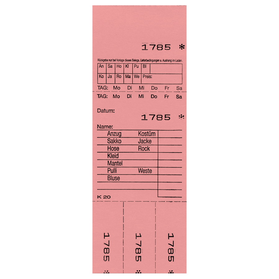 Kombi 20 rosa 3 Abrisse a.50 Blatt 18,4x6,4cm 1-1.000