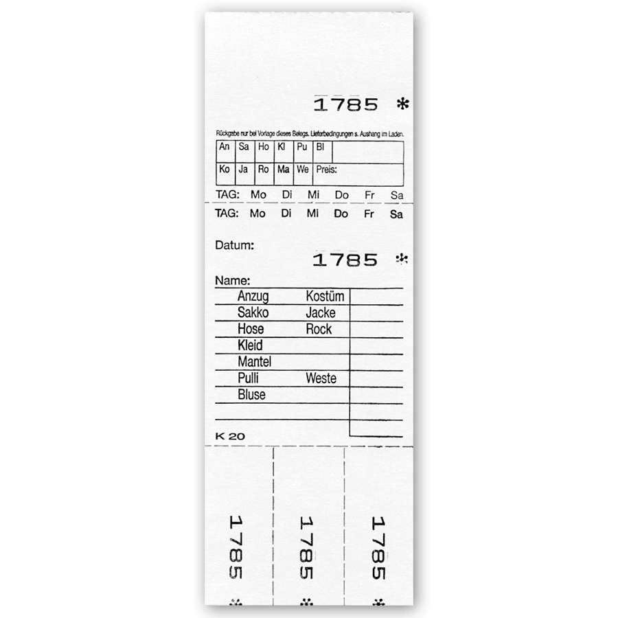 Kombi 20 weiß 3 Abrisse a.50 Blatt 18,4x6,4cm 1-1.000