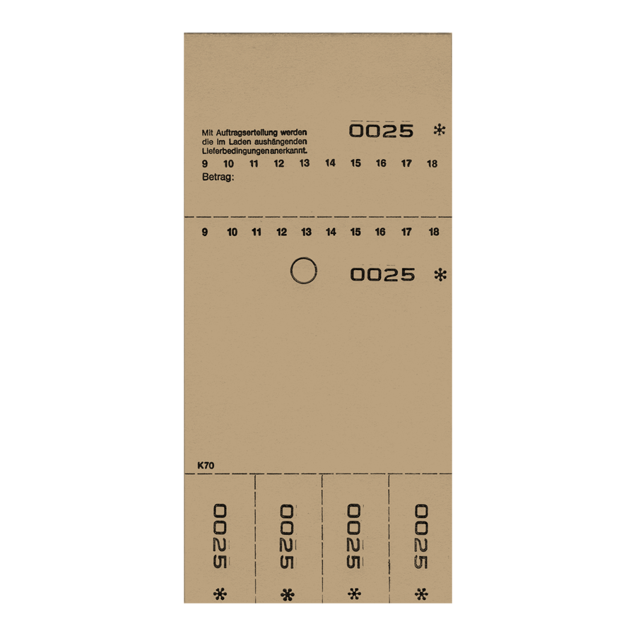Kombi 7O braun von 1-1.000, neutral, , 20 Blocks nummeriert