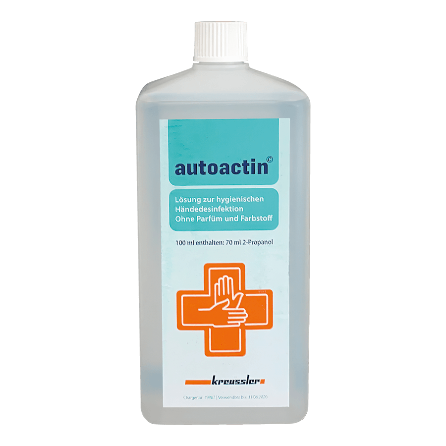 Kreussler AUTOACTIN 1x1000ml, Händedesinfektionslösung ohne Parfüm und Farbstoff