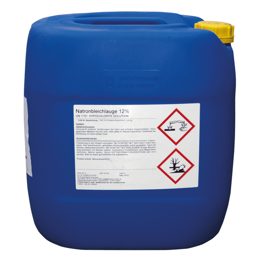 Natronbleichlauge / Chlorlauge 35 kg Natriumhypochloritlösung mit ca.13 % Activc