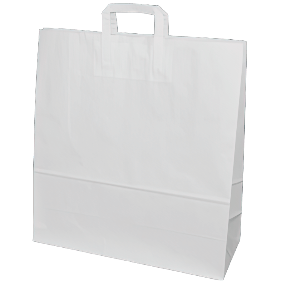 Papiertragetaschen aus weißem Kraftpapier, Maße: 45x48 cm + 17 cm Seiten- und Bo