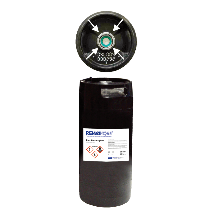 Perchlorethylen im Sicherheits-Gebinde 30kg Werksfrische Neuware 4-pin Adapter