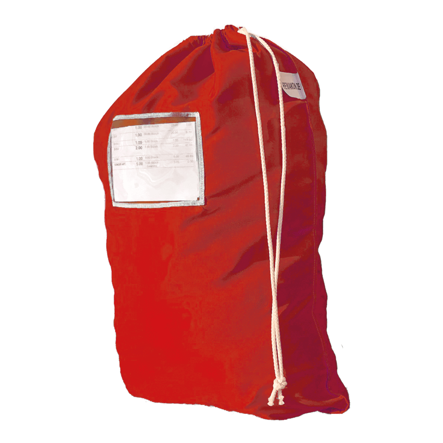 Polysack 50x70 cm, rot mit Gegenzug-Perlonkordel, Ausführung mit Kommissionierun
