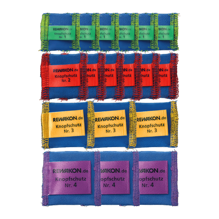 REWAKON Knopfschutz Starterkit, bestehend aus: 6 x (Größe 1), 6 x (Größe 2), 3 x