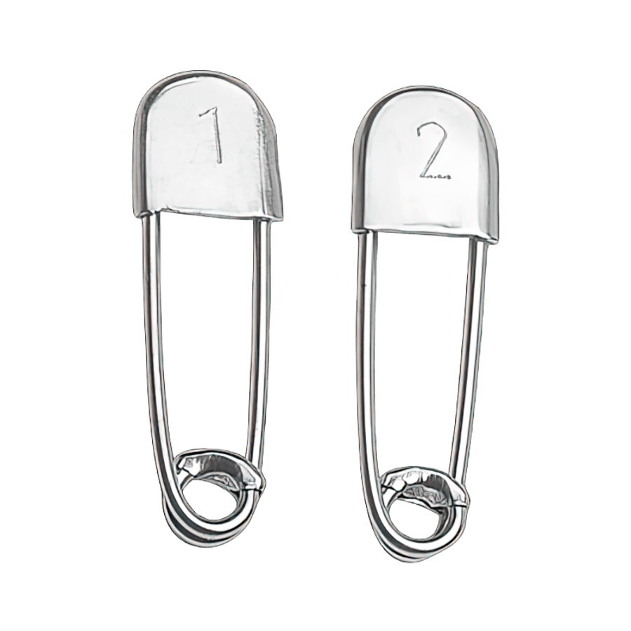 Sicherheitsnadeln 4,3 cm nummeriert nach Wunsch (Netzverschluss- / Markierungsna