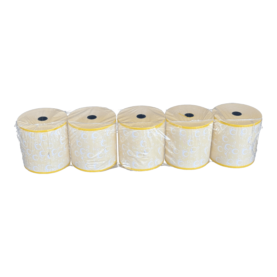 Thermorollen 80mm/80m/12mm Farbe gelb, in speziellem Design für Textilreinigung