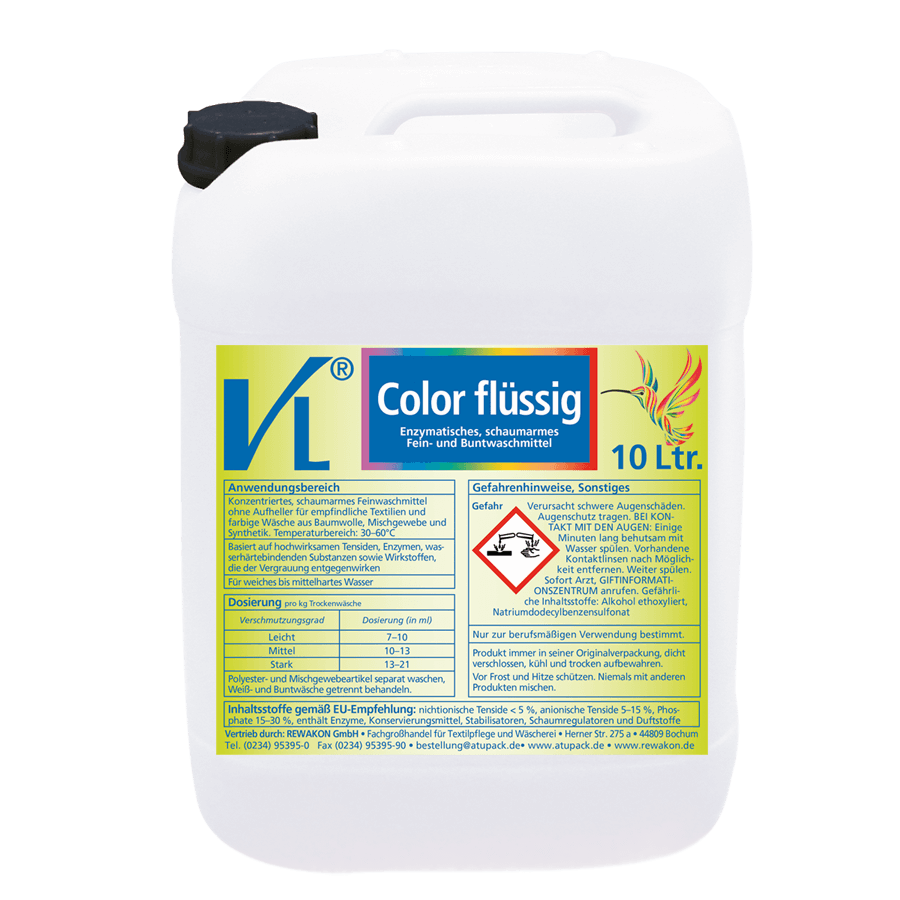 VL-Color flüssig, 10 Liter, Enzymatisches, Fein- und Buntwaschmittel, -jetzt mit