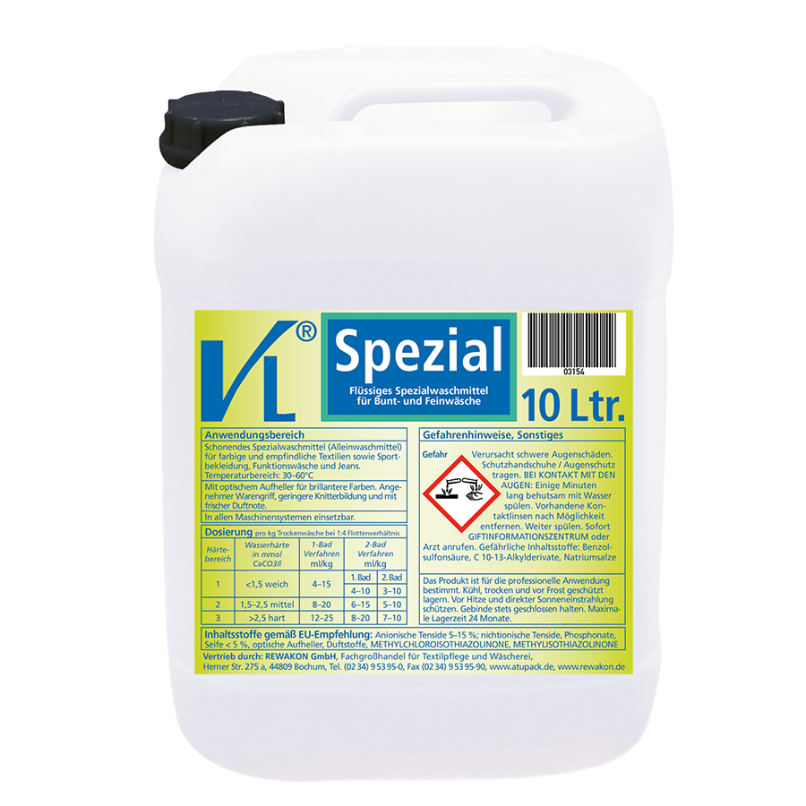 VL-Spezial, 10 Liter Flüssiges Spezialwaschmittel für Bunt- und Feinwäsche, mit