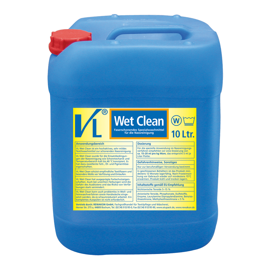 VL-Wet Clean, 10 Liter Faserschonendes Spezialwaschmittel für die Nassreinigung
