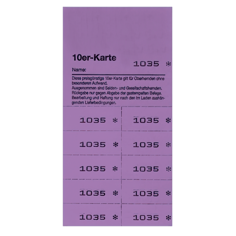 Zehnerkarten-Block Farbe Lila 17,1x8,1cm, 20 Blocks neutral 1-1000 mit 10 Abriss