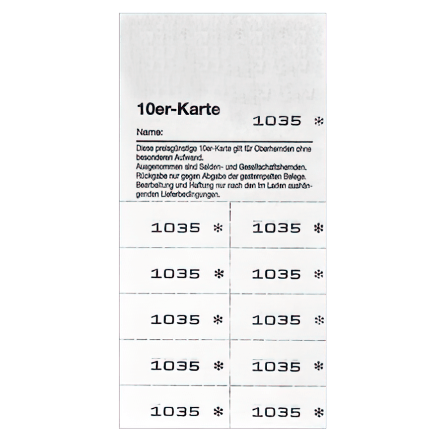 Zehnerkarten Block Farbe weiß 17,1x8,1cm 20 Blocks Neutral 1-1000 mit 10 Abrisse